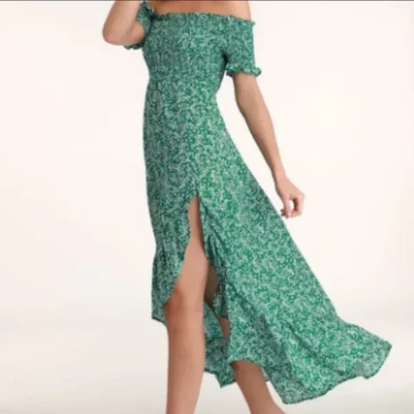 Lulu's Emerald Floral High-Low Dress - Image 2