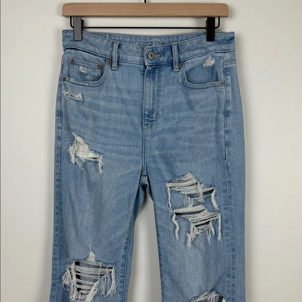 American Eagle Super High Rise Flare Jeans Women’s Size 6 Regular Blue Denim - Image 3