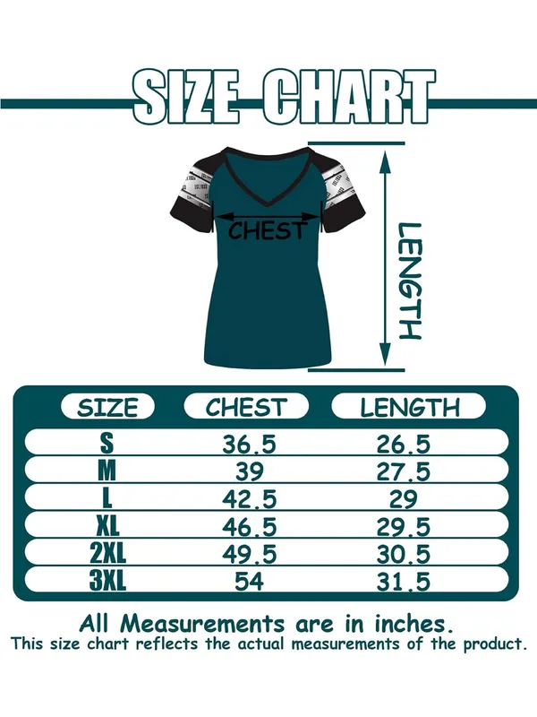 Adult Philadelphia Eagles Teal Football V‑Neck Tee with Black Raglan Sleeves - Image 3