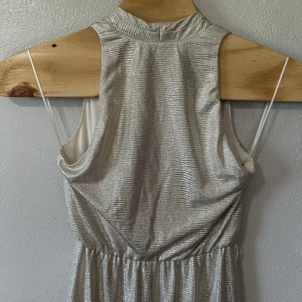 NEW Lauren Ralph Lauren Gold‎ Gown Cocktail Dress Party Metallic V-Neck Size 2 - Image 5