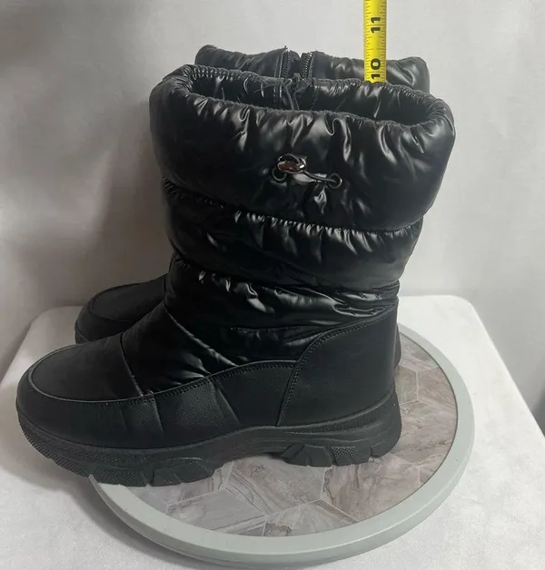 Women’s Black Fur-Lined Winter Snow Boots Size 8 EU39 PVC Sole Cozy Warm - Image 6
