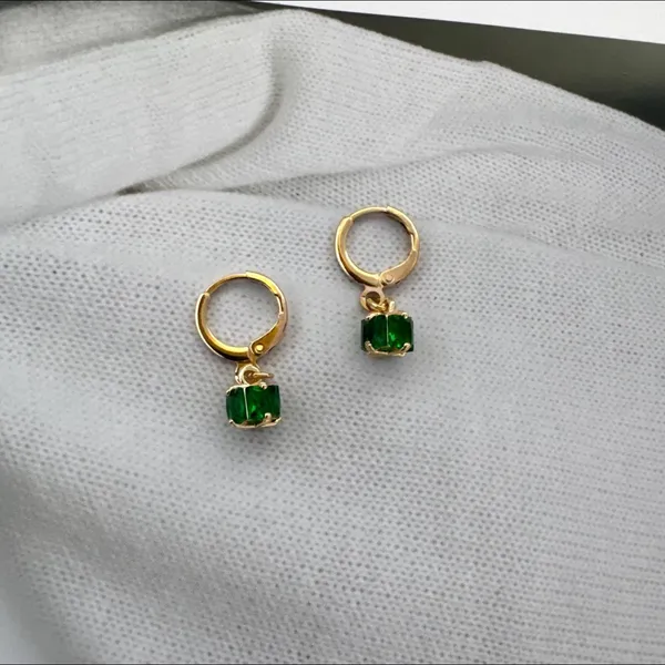 Green Crystal Dangle Drop Earrings for Women - Image 2