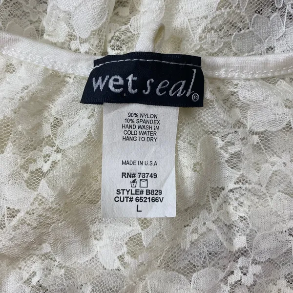 Wet Seal Y2K White Lace Sheer Mini Dress‎ Size Large Coquette Floral - Image 2