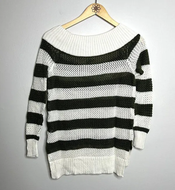 Aerie Green Striped Knit Sweater - Image 5