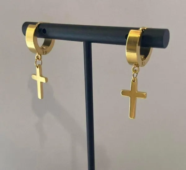 Cross Dangle Drop Earrings for Men Women,Punk Hip Hop Earrings - Image 5