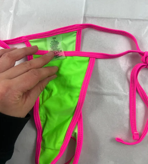 LG  Neon Green Pink String Triangle Bikini - Image 3
