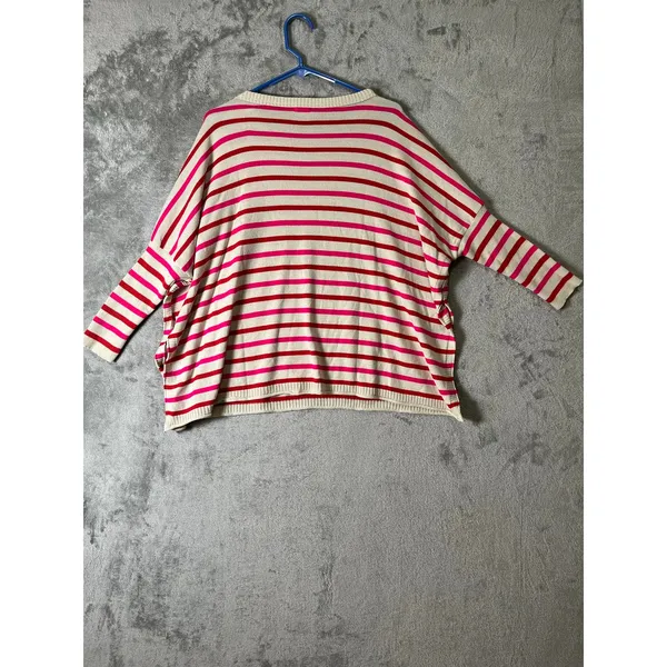 MERSEA‎ Catalina Crewneck Travel Poppy Stripe Pink Red Oversized Coastal Chic P - Image 5