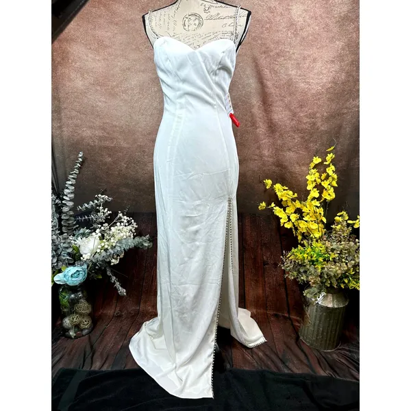 Mac Duggal Sweetheart Evening Gown w/Rhinestone Accents White 2 - Image 9