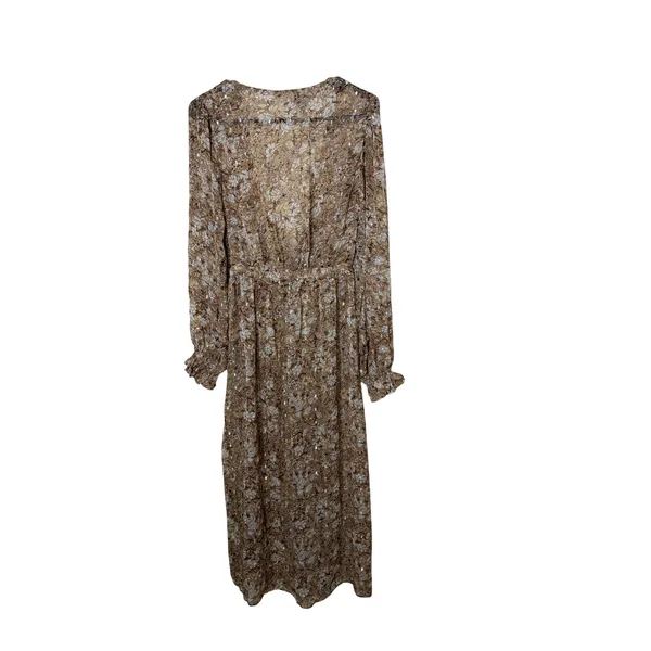 Express Womens Floral Metallic Sheer Duster Cardigan Brown Tan M/L - Image 8