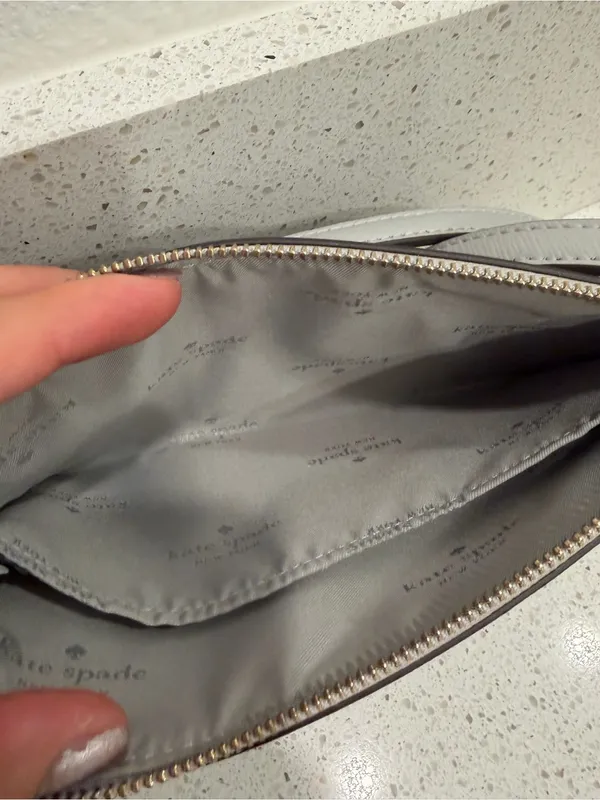 Kate Spade Grey Leather Crossbody Purse Women’s EUC - Image 8
