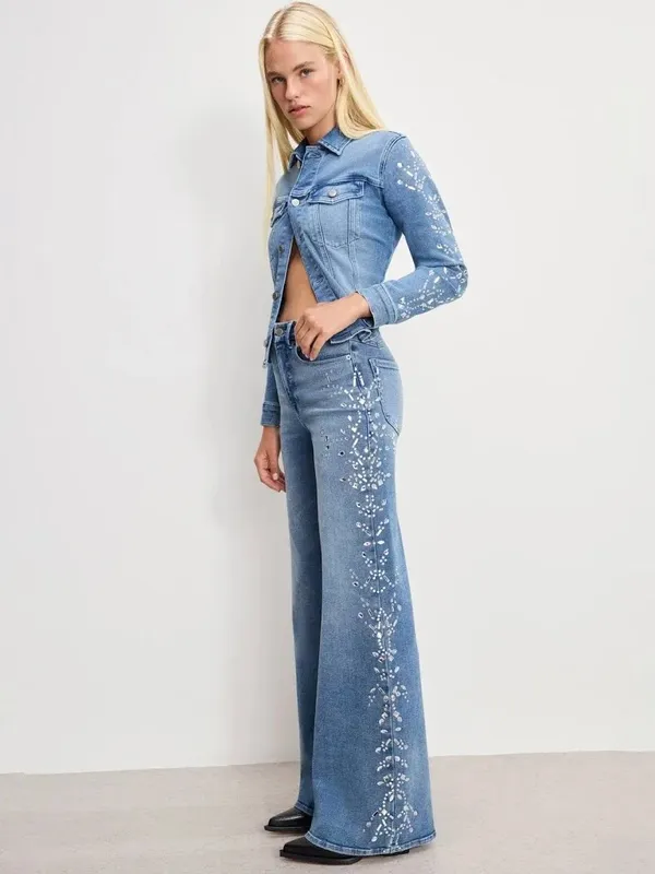 Good American Women's Dolly Joleans Embellished High Rise Jeans Size 32 - Image 2