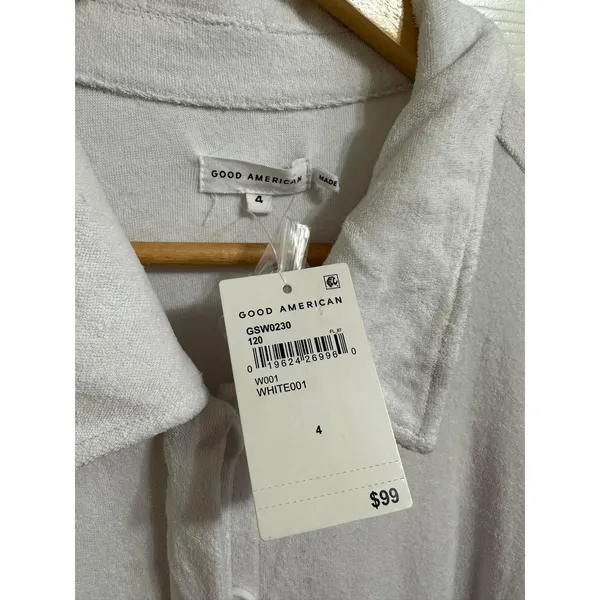 Good American Women's White Terry Mini Short-Sleeve Romper Size 4‎ GSW0230 NWT - Image 5