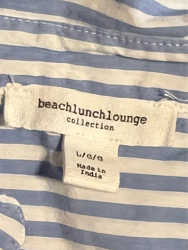 Womens large beachlunchlounge blue/white striped long sleeve tiered shirt dress. - Image 8