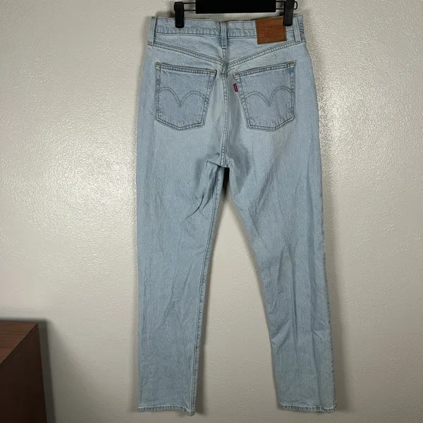 Levis 501 Jeans Womens 29x32 Premium Denim High Rise Button Fly Blue Light Wash - Image 4