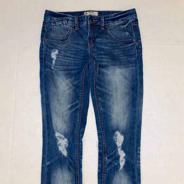 Free People Womens 25 Distressed Skinny Denim Blue Jeans 61855-1651 5125‎ - Image 2