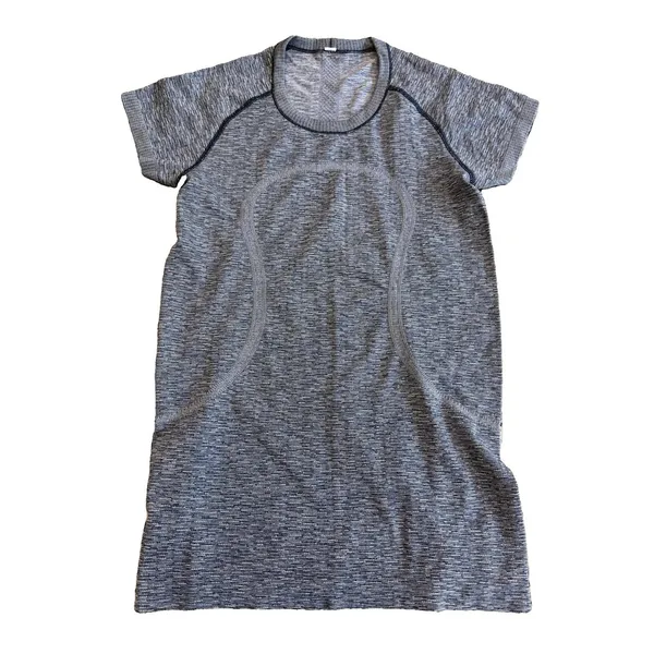 Lululemon Swiftly Tech Short Sleeve Crew Gray Speckled Black White Size 8 - Image 2