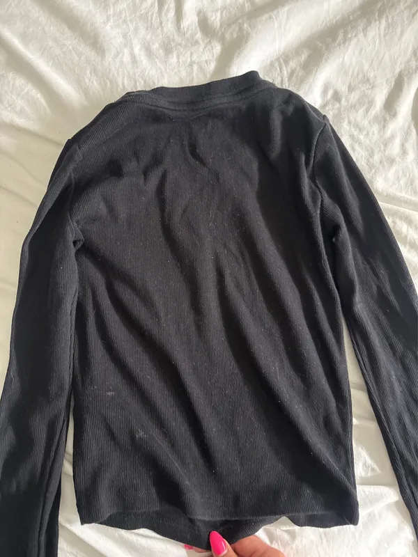 Black Hollister Long Sleeve Tight Crop Top XS - Image 3