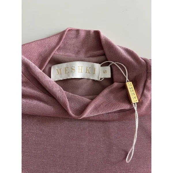 MESHKI Georgina Long Sleeve Crop Top in Pink Size Small - Image 4