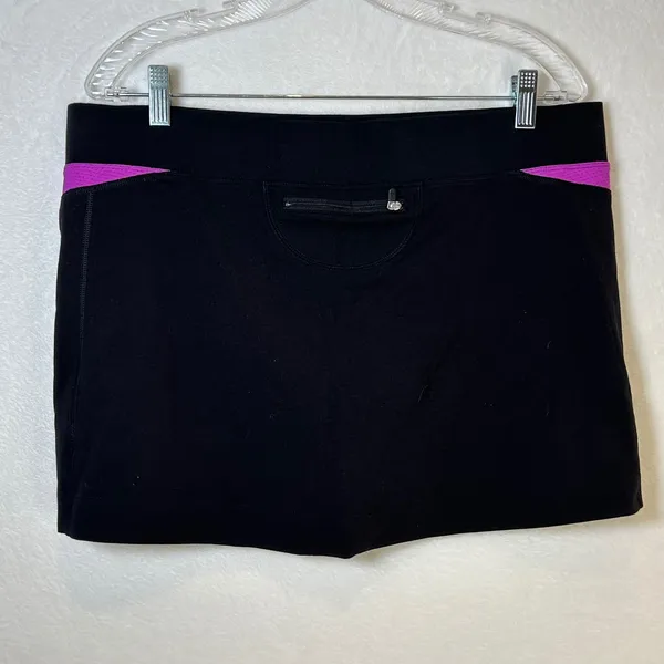 Fila Sport Womens‎ Black Purple Mesh Accent Athletic Skort XL Zipper Pocket - Image 2