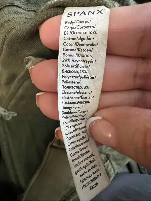 Spanx Stretch Twill Shaping Sage Green Utility Cargo Ankle Pants - Image 9