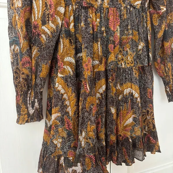 Ulla Johnson Vienne Bird of Paradise Mini Dress in Amber Size 2 Ruffle High Neck - Image 7