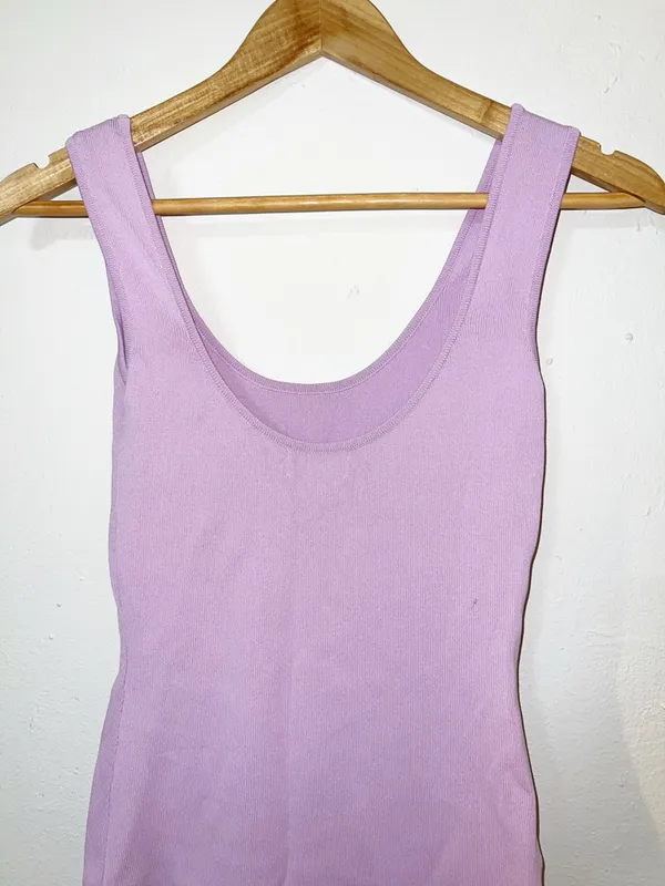 Super Down midi lavender purple ribbed tank top fitted bodycon summer dress - Image 8