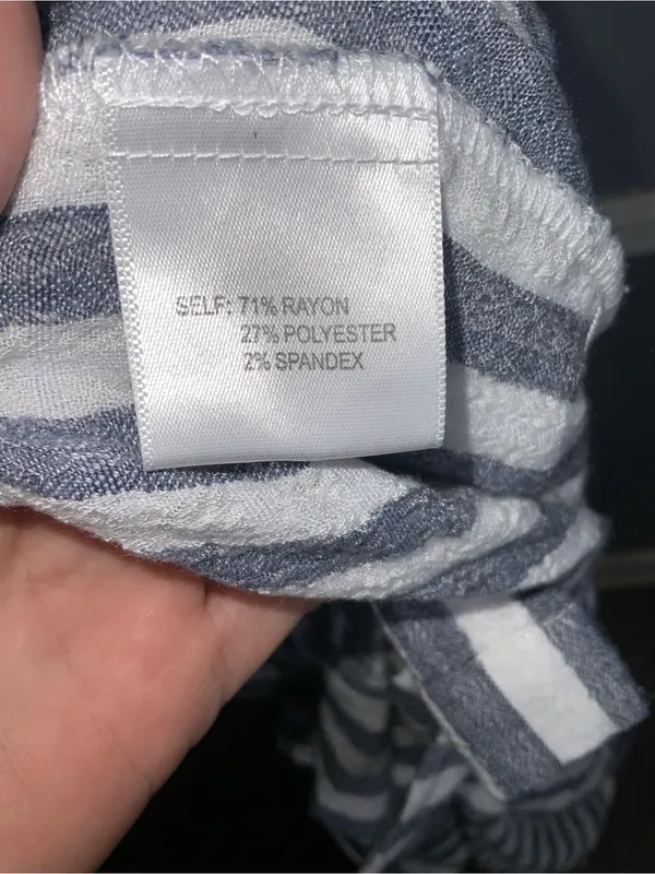 Jane and Delancey Blue and White Striped Button-Front Blouse Medium - Image 6