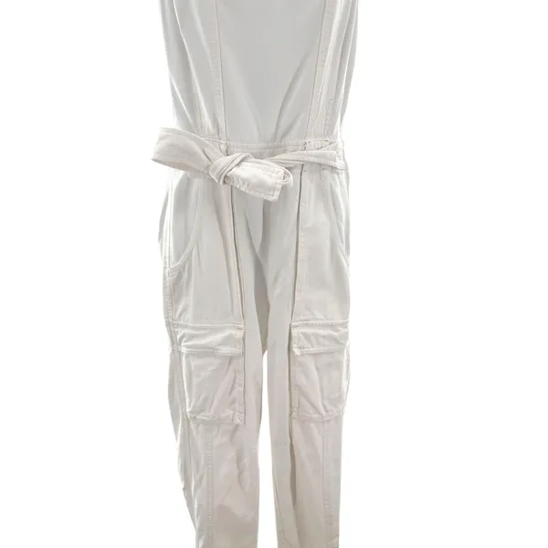 Free People Go West Utility Jumpsuit White Cargo Sleeveless Cutout Back‎ Small - Image 5