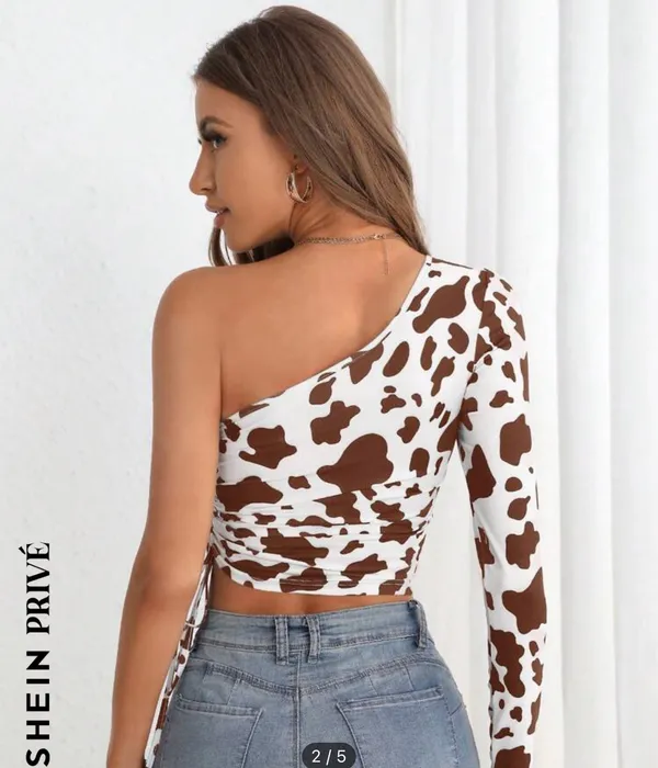Cow Print Asymmetrical Top - Image 2