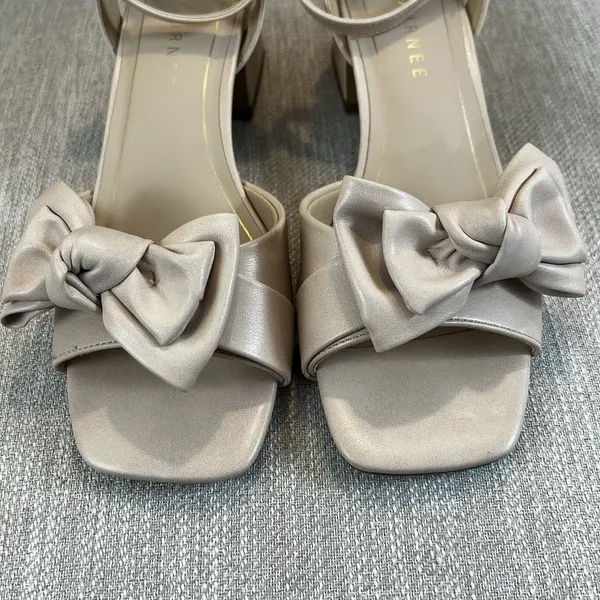 Journee Zevi Blush Bow Block Heels Sandals 8.5M Coquette Balletcore Bridal - Image 6