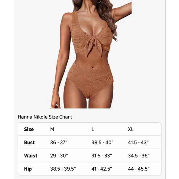 NEW Hanna Nikole High Waisted Bikini 2 Pc Swimsuit Tummy Control XL - Image 3
