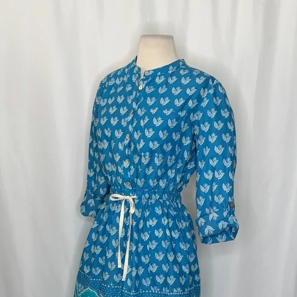 Anthropologie MEADOW RUE Anila Shirtdress Floral Blockprint Shirt Dress Size 4 - Image 5