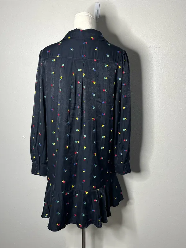 Tuckernuck Navy Floral Embroidered Callahan Long Sleeve T Shirt Mini Dress - Image 3