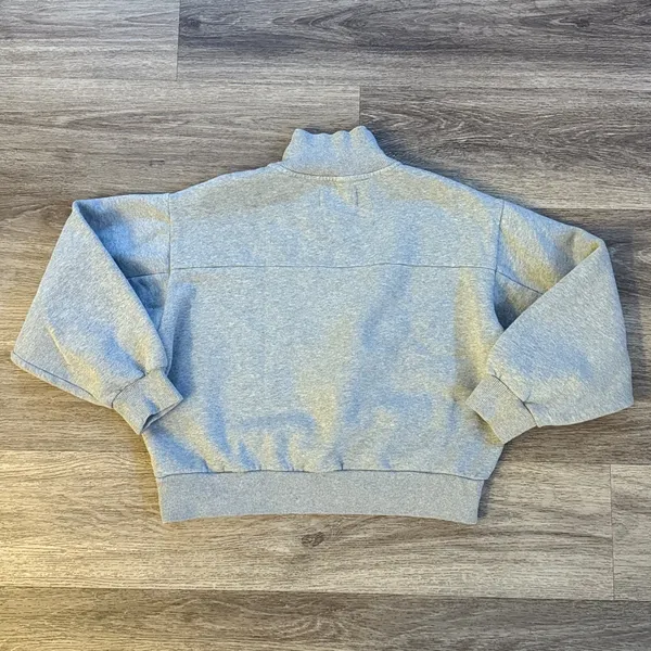 Everlane Gray Sweater High-Collar 1/4 Zip Sweatshirt Small Oversized - Image 3
