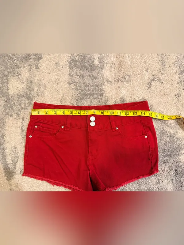 Refuge Red Denim Cutoff Shorts - Image 3