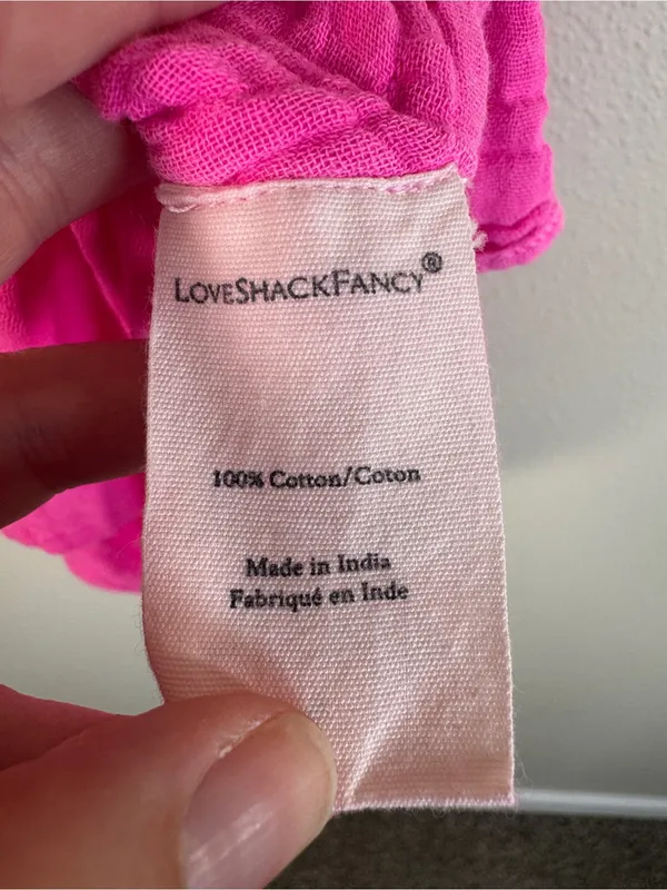 Love Shack Fancy Athalia Hot Pink Cotton Mini Dress Womens S Flutter Sleeve - Image 7