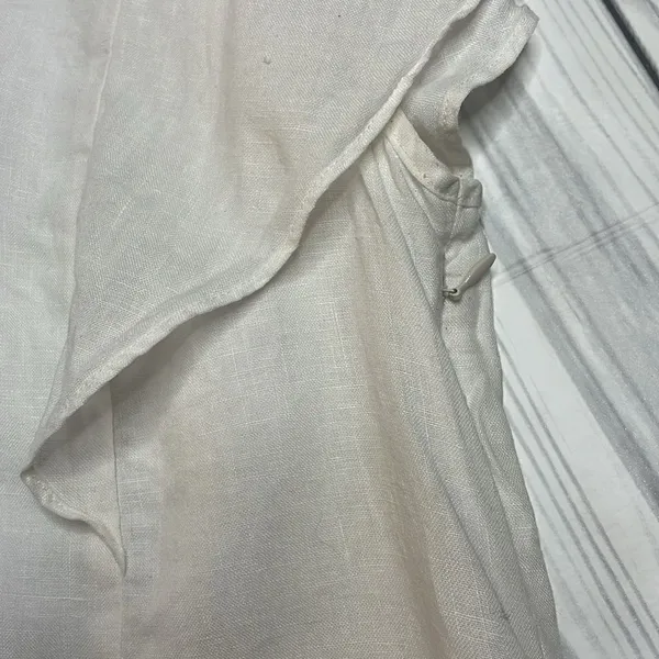 Madewell Flutter Sleeve Linen Ivory Blouse Button Front Size 10 - Image 3