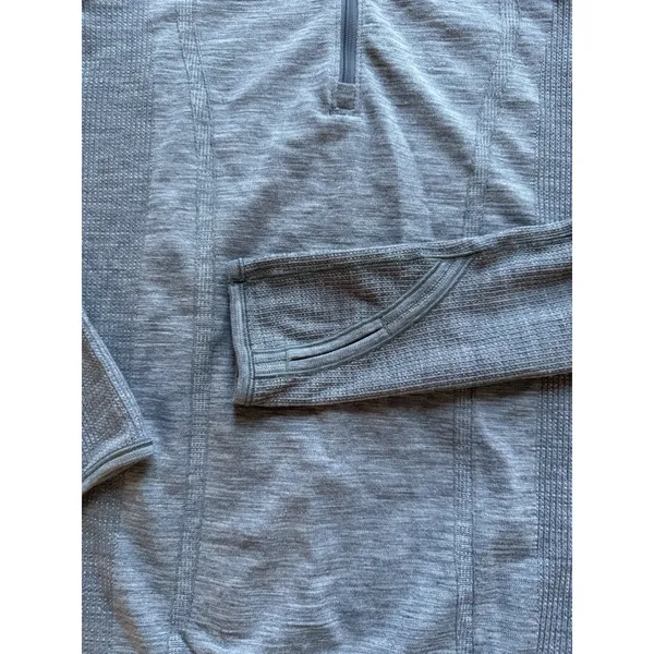 Lululemon‎ Swiftly Wool 1/2 Zip Womens Size 4 Gray Hooded Running Active Gym - Image 3