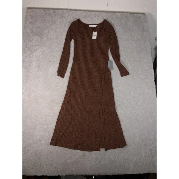 astr the label kylie dress brown ribbed midi slit nwt‎ small - Image 5