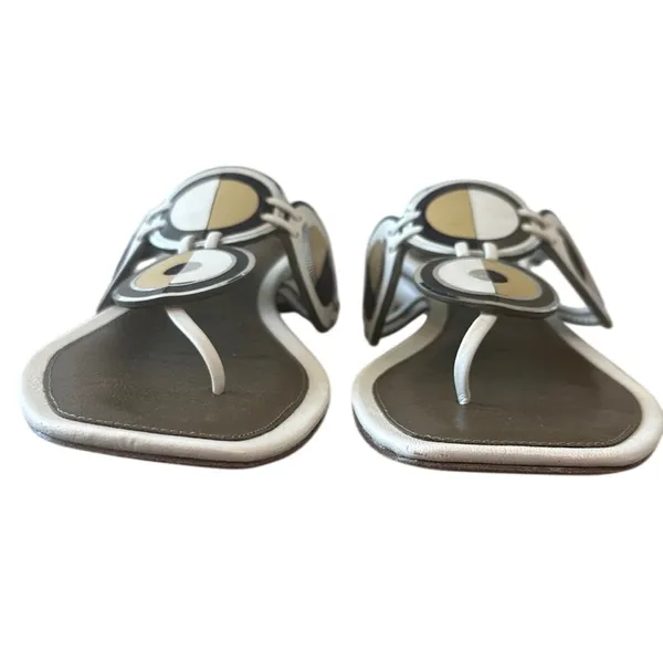 Tory Burch Marquetry Disk Sandal Cream Toasted Sesame‎ 9.5 - Image 3