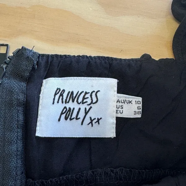 Princess Polly‎ Black Lace Up Corset Crop Top Ruffle Sleeve Milkmaid US 6 - Image 6
