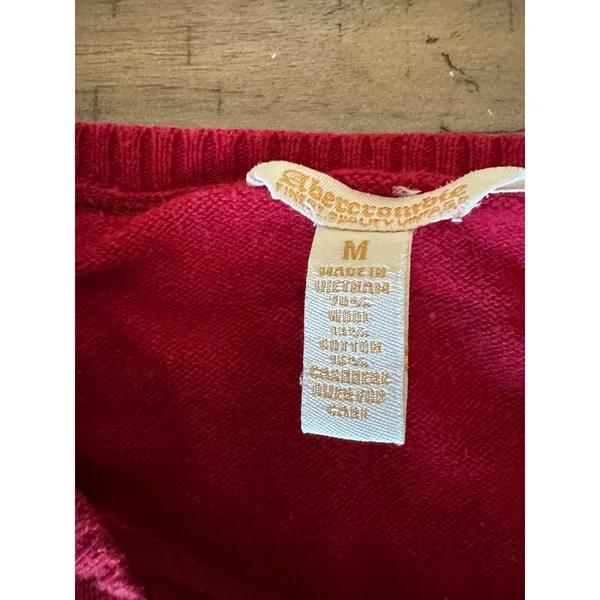 Vintage Y2K Abercrombie & Fitch Red Cashmere Blend Cardigan/Women's XS Tagged M - Image 2