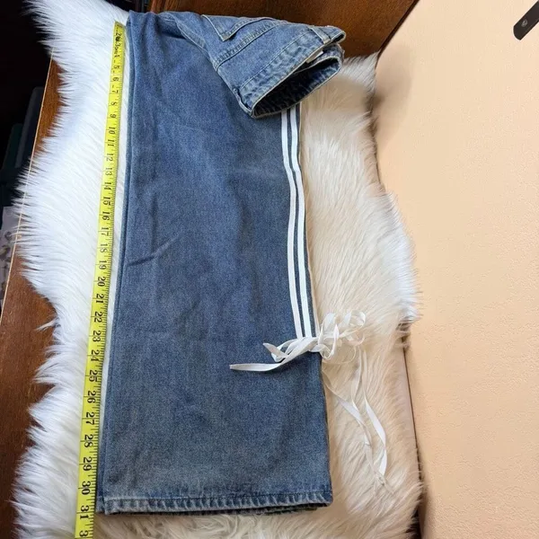 Edikted Ribbon Washed Low Rise Baggy Jeans Size XL - Image 10