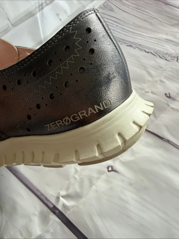 Cole Haan Zero Grand Women's Grey Metallic Wingtip Sneakers with White Soles - Image 13