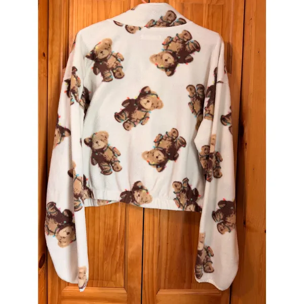 Grayson Threads Holiday Teddy Bear Sherpa Jacket‎ Full Zip White Christmas XL - Image 3
