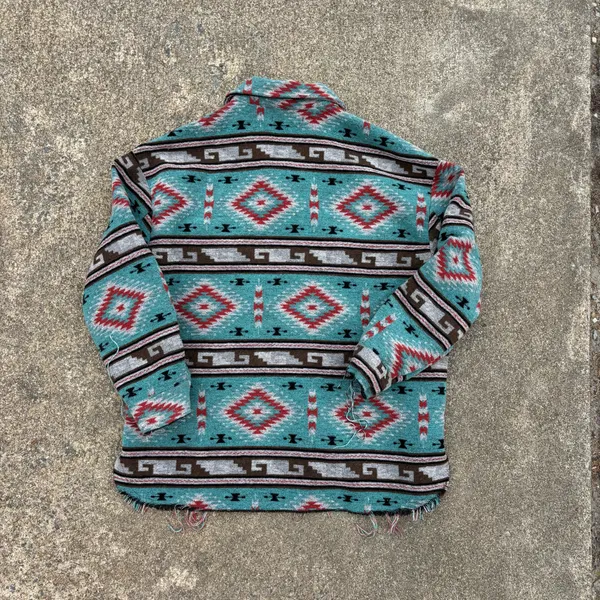 Sweet Generis Tribal Aztec Pattern Button down Jacket Blue - Image 5