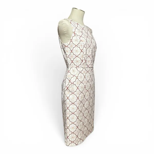 Boden Cotton Talia Trellis Sleeveless Sheath Dress Ivory Lavender 6L - Image 5