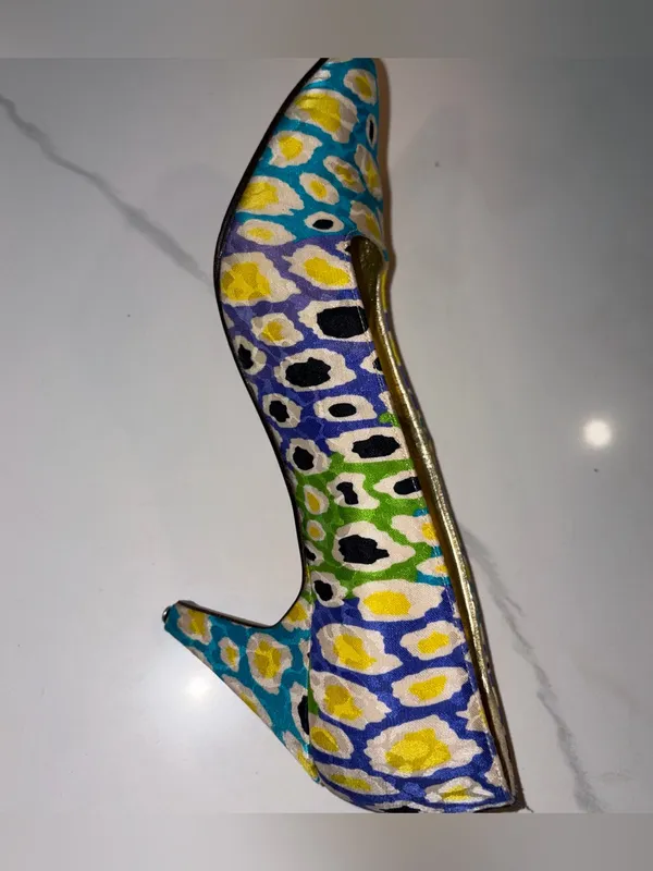 Escada Vintage Animal Print Leather Slingback Heel 7.5 - Image 6