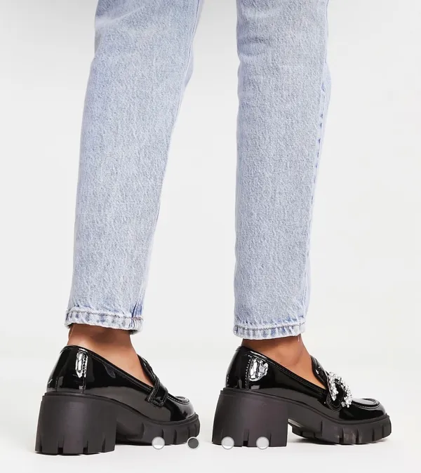 Steve Madden | Hailey Embellished Buckle Shoe In Black Patent Loafer Size 5.5 - Image 2