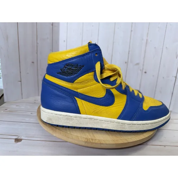 Nike Air Jordan Reverse Laney High Top Colorblock Sneakers Blue/Yellow Size 10.5 - Image 5